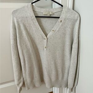 LOFT Women's V-Neck Sweater in cream